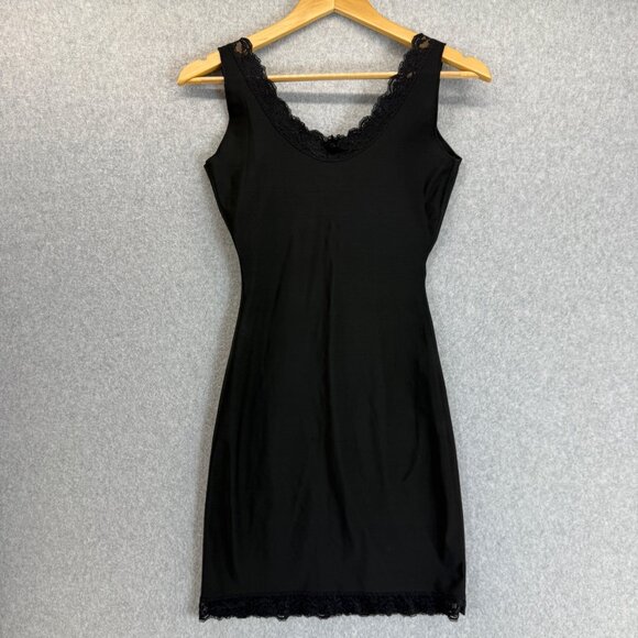 SPANX Black Shapewear Slip Dress‎ Lace Trim Sleeveless Tank Womens Size Medium - Picture 5 of 11